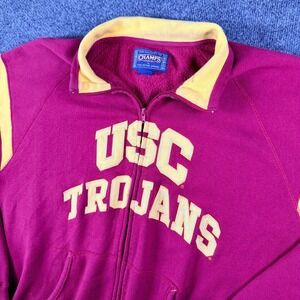 Vintage Champs Sports USC Trojans Jacket Mens L Red Officially Licensed Full Zip
